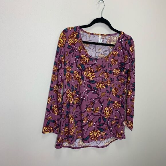 LuLaRoe Lynnae Purple Yellow Floral Long Sleeve Size Small (r1) - Picture 5 of 5